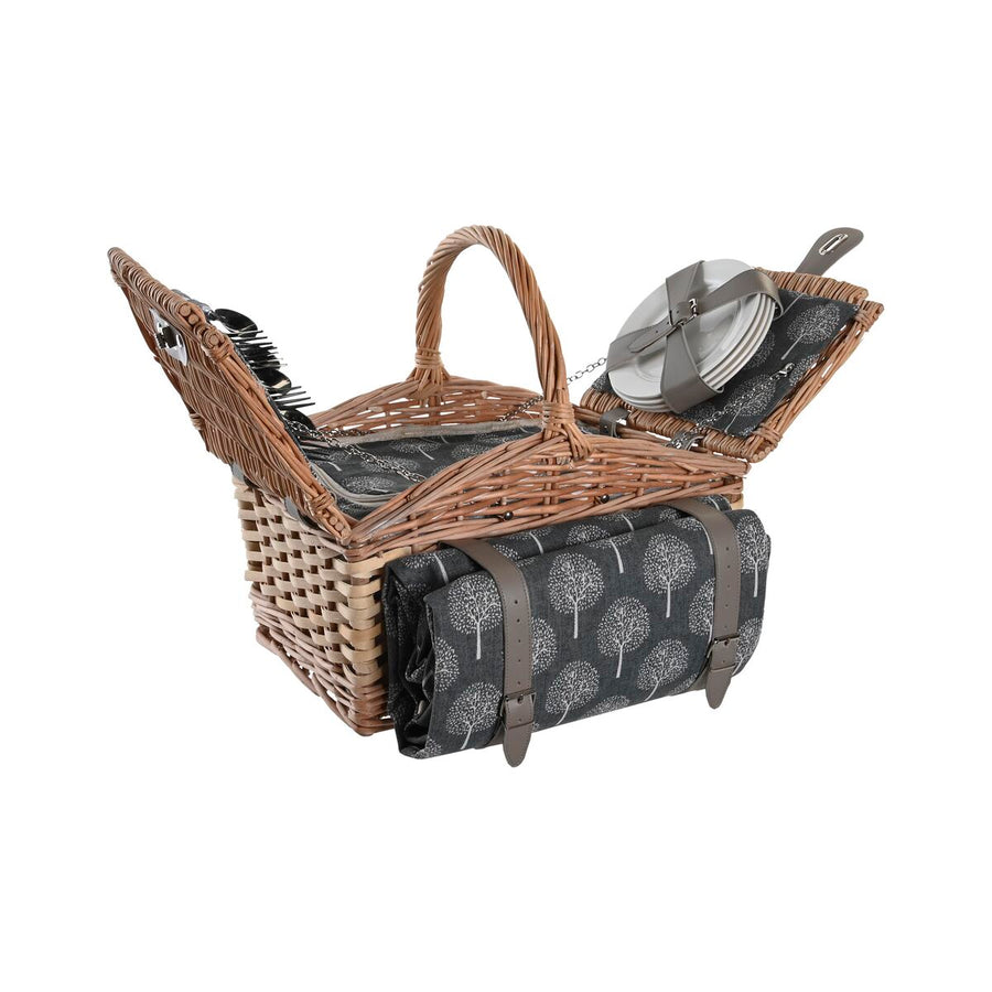 Cestino DKD Home Decor Picnic Grigio Naturale Legno vimini 40 x 28 x 19 cm