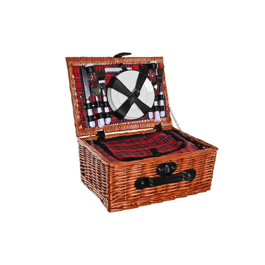 Cestino DKD Home Decor Picnic Rosso Naturale vimini 48 x 28 x 18 cm