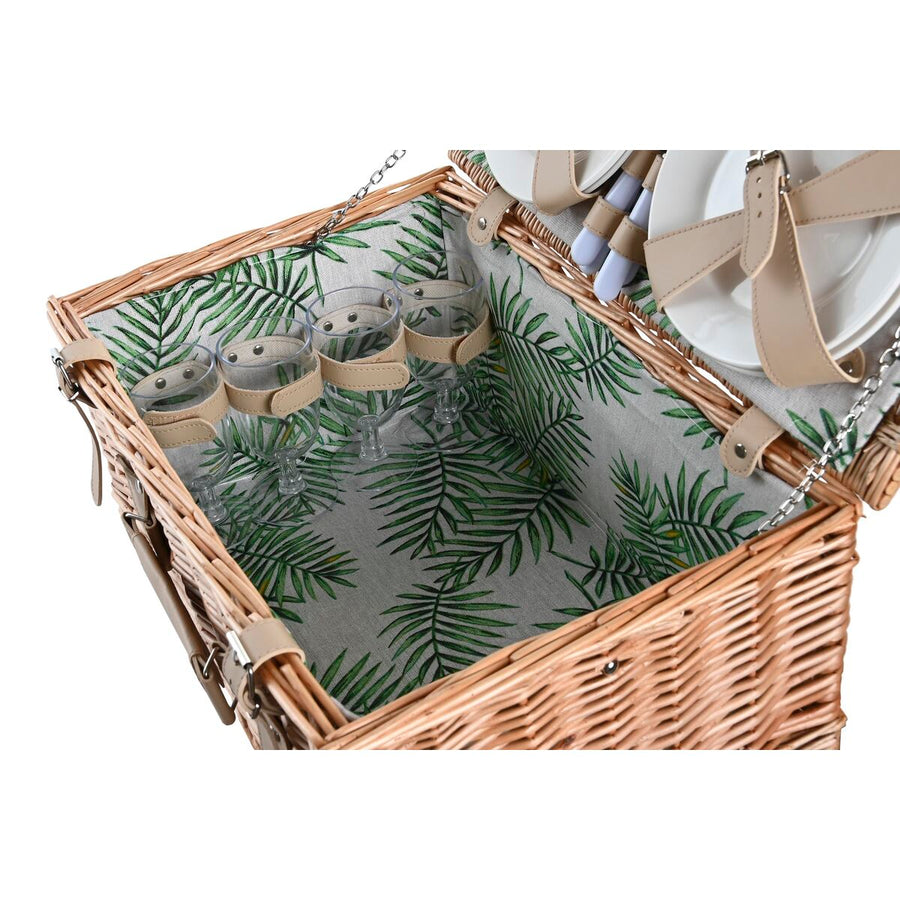 Cestino DKD Home Decor Picnic Naturale Verde vimini (44 x 30 x 22 cm)