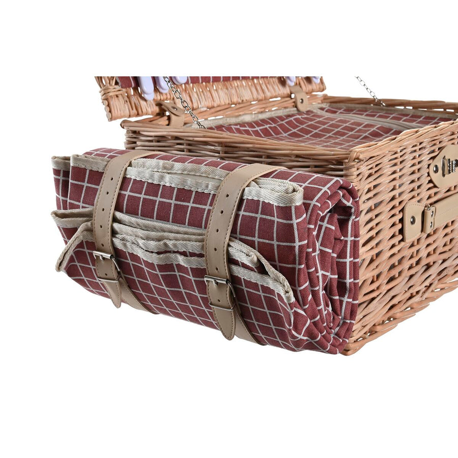 Cestino DKD Home Decor Picnic Naturale Rosso vimini (44 x 30 x 22 cm)