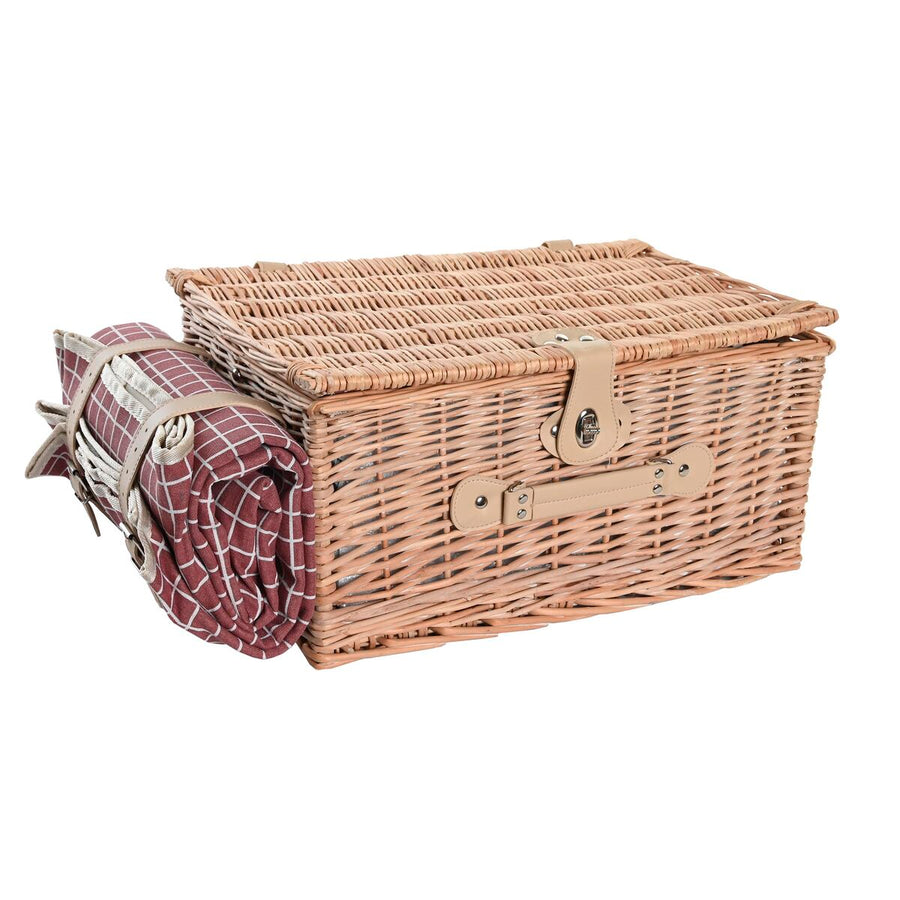 Cestino DKD Home Decor Picnic Naturale Rosso vimini (44 x 30 x 22 cm)