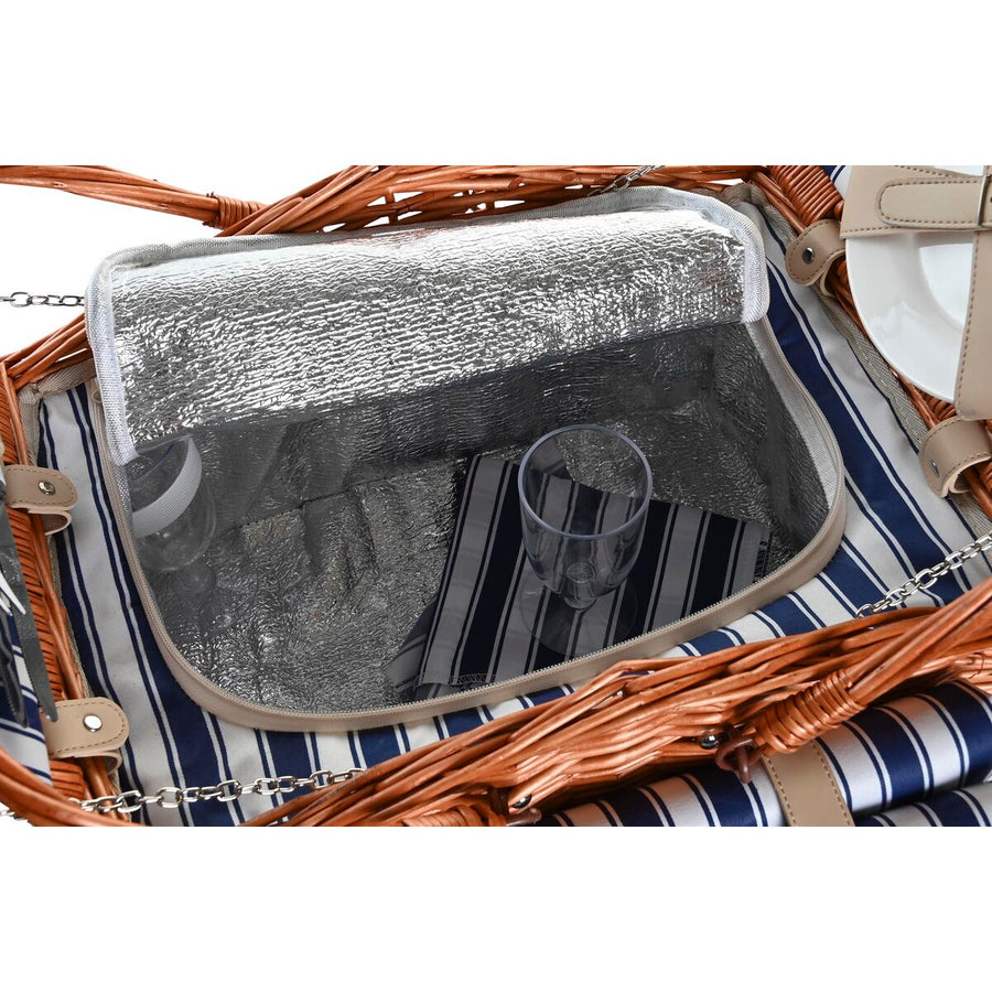 Cestino DKD Home Decor Picnic Marrone Blu Marino vimini 42 x 30 x 20 cm