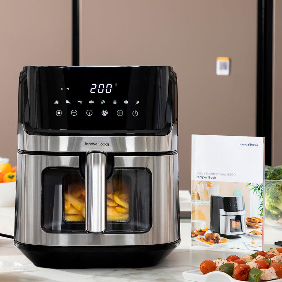 Friggitrice ad Aria InnovaGoods Fryinn View 6500 Nero 1700 W 6,5 L Acciaio inossidabile