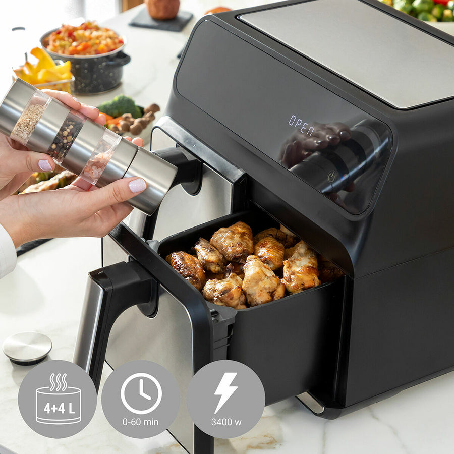 Friggitrice ad Aria InnovaGoods Nero 3400 W 8 L Acciaio inossidabile (Ricondizionati A)