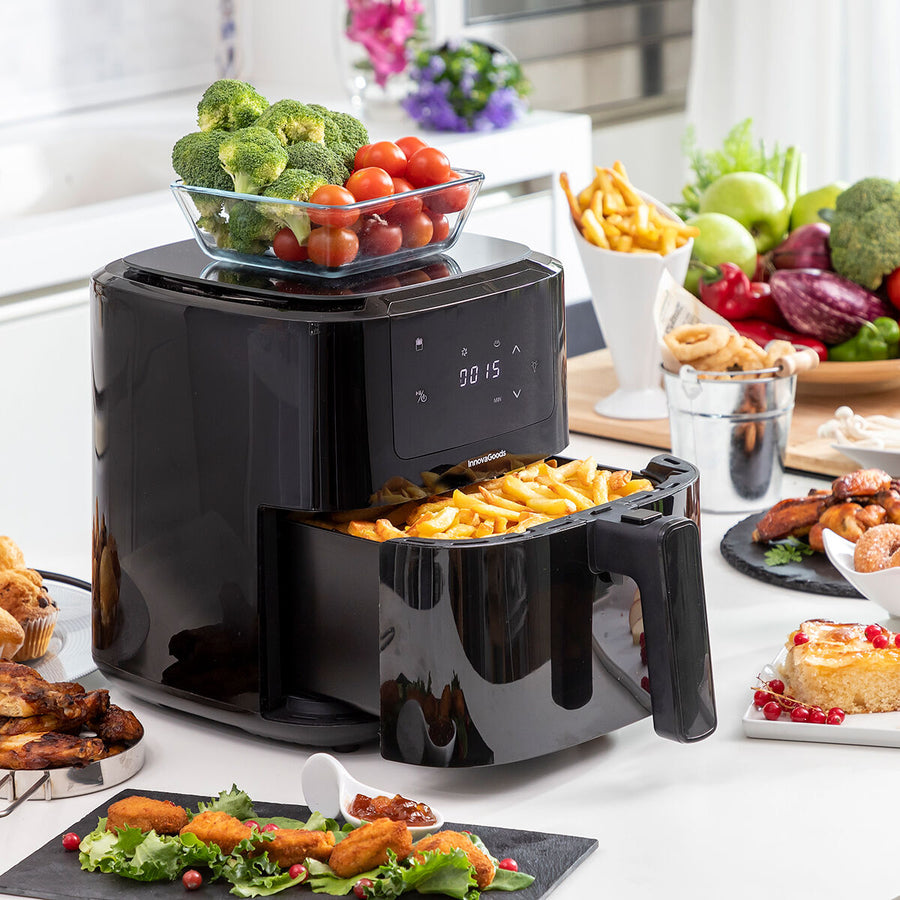 Friggitrice ad Aria con Bilancia InnovaGoods Fryinn Balance 5000 Nero 1500 W 5 L Acciaio inossidabile