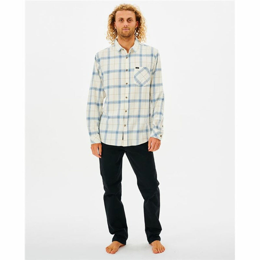 Camicia a Maniche Lunghe Uomo Rip Curl Checked in Flannel Franela Bianco