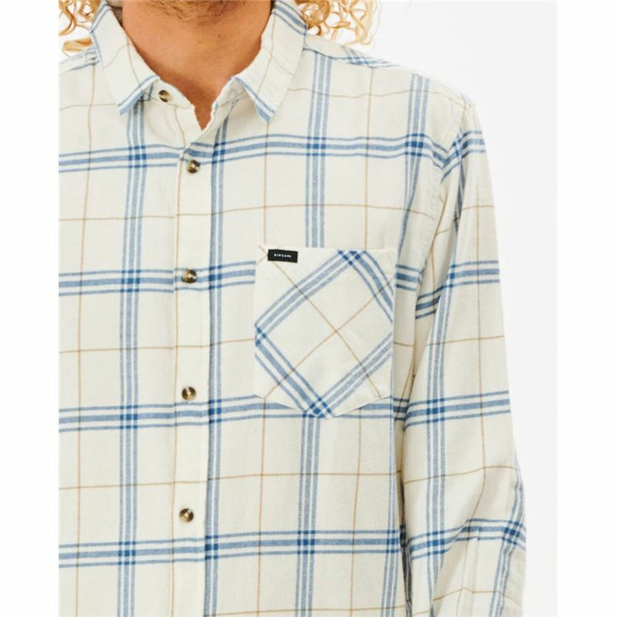 Camicia a Maniche Lunghe Uomo Rip Curl Checked in Flannel Franela Bianco