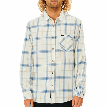 Camicia a Maniche Lunghe Uomo Rip Curl Checked in Flannel Franela Bianco