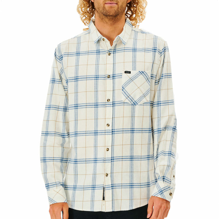 Camicia a Maniche Lunghe Uomo Rip Curl Checked in Flannel Franela Bianco