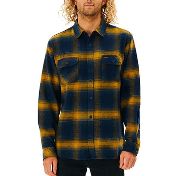 Camicia a Maniche Lunghe Uomo Rip Curl Count Giallo Azzurro Franela