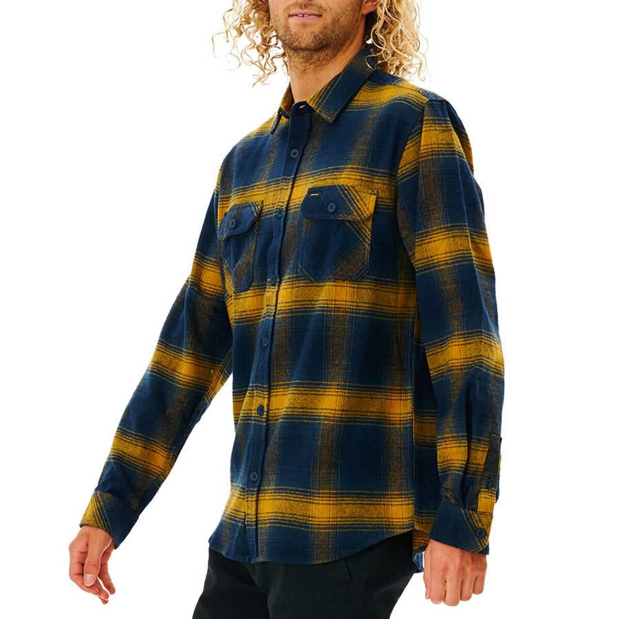 Camicia a Maniche Lunghe Uomo Rip Curl Count Giallo Azzurro Franela