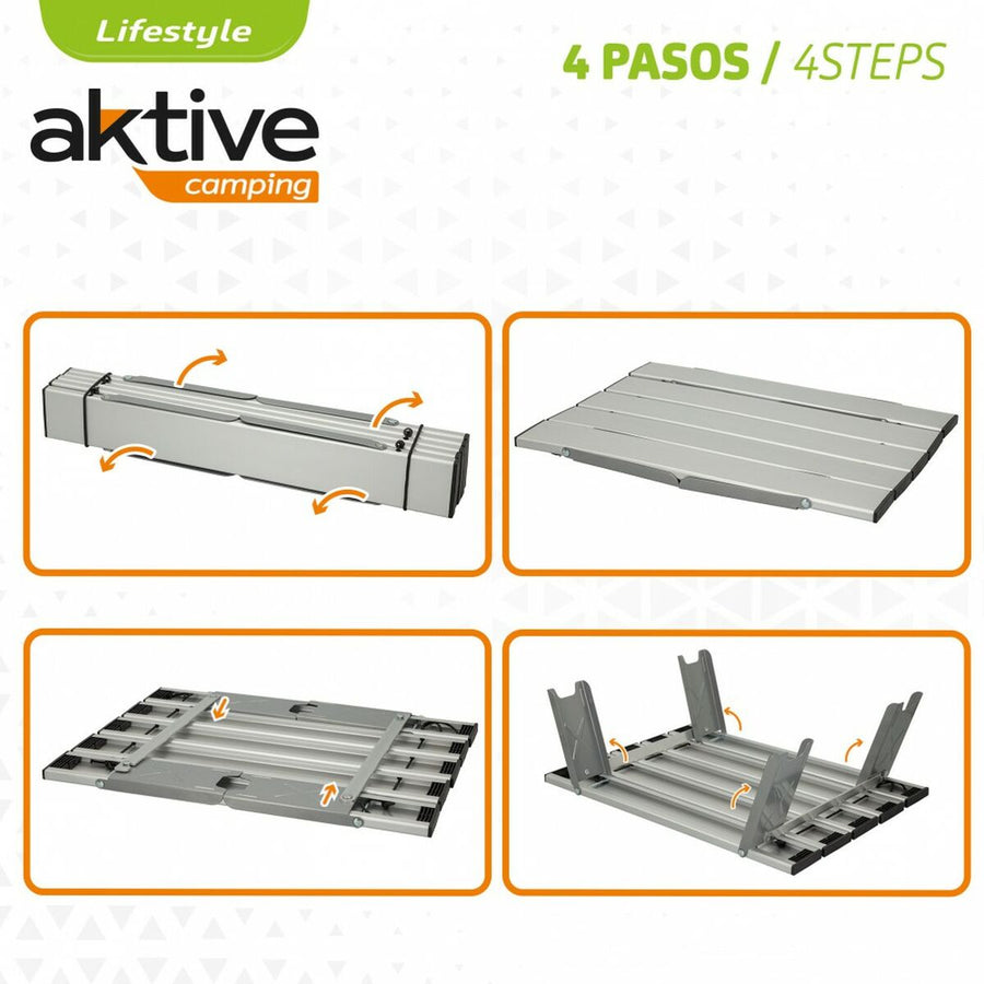 Tavolo Pieghevole Aktive Argentato Alluminio 40 x 13 x 28,5 cm (4 Unità)