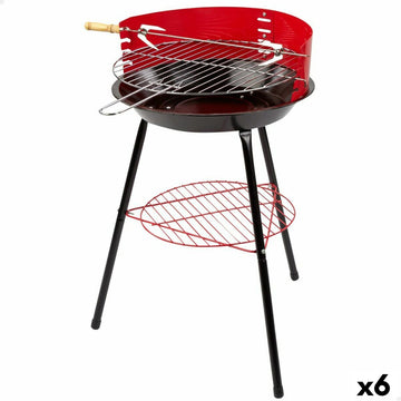 Barbecue Portatile Aktive Legno Ferro Ø 38 cm 37 x 61 x 45 cm (6 Unità) Rosso