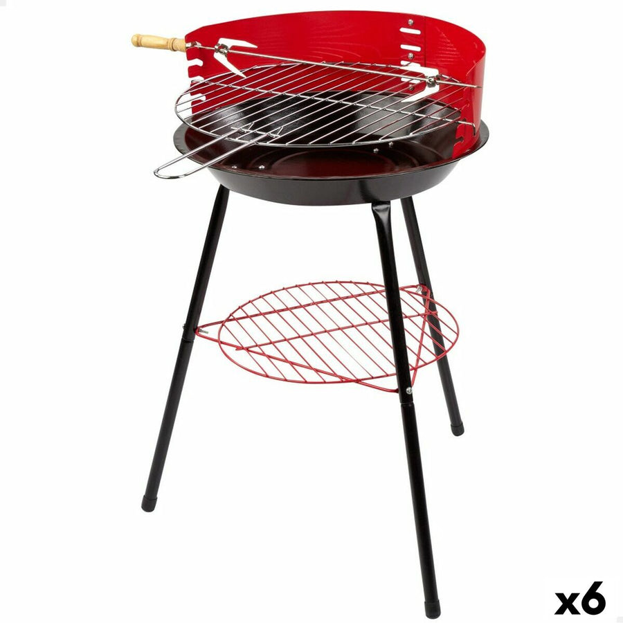 Barbecue Portatile Aktive Legno Ferro Ø 38 cm 37 x 61 x 45 cm (6 Unità) Rosso