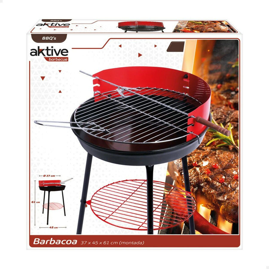 Barbecue Portatile Aktive Legno Ferro Ø 38 cm 37 x 61 x 45 cm (6 Unità) Rosso