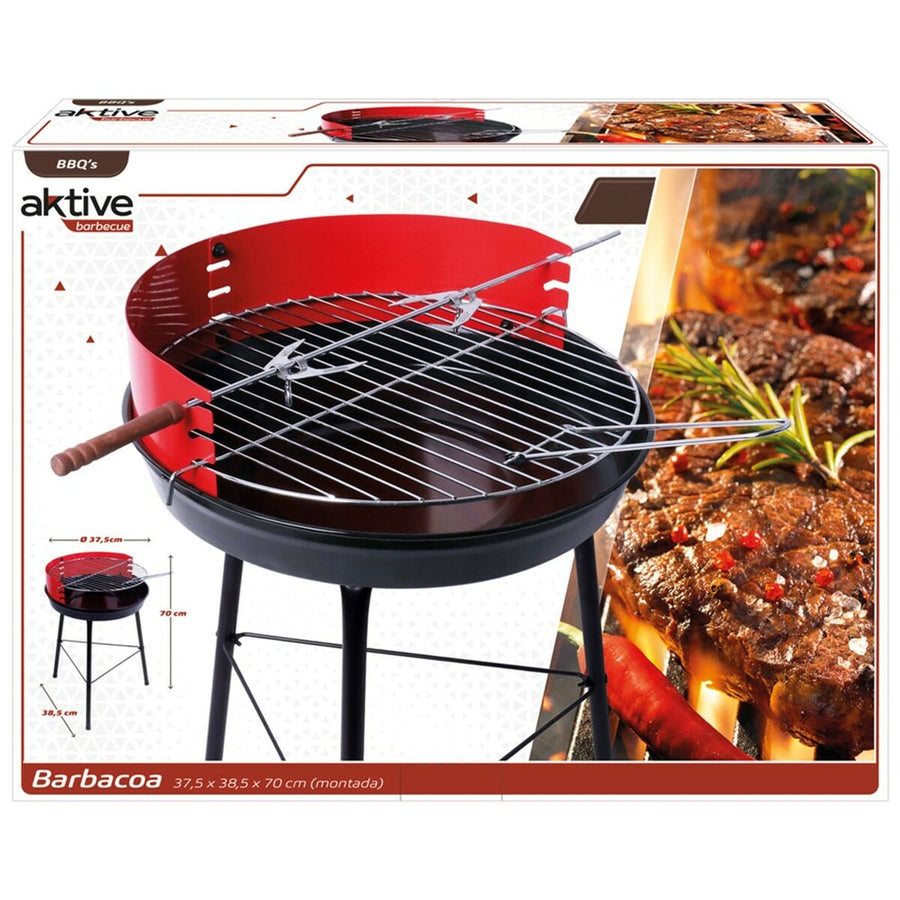 Barbecue Portatile Aktive Legno Ferro 37,5 x 70 x 38,5 cm (4 Unità) Rosso