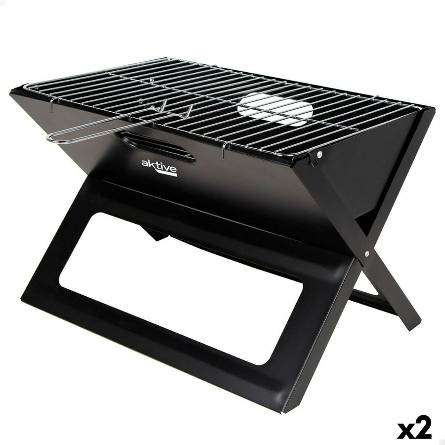 Barbecue Portatile Aktive Nero Acciaio Ferro 45 x 30 x 29 cm