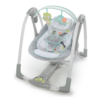 Sedia a Dondolo Compact Swing - Hugs & Hoots Grigio Bianco