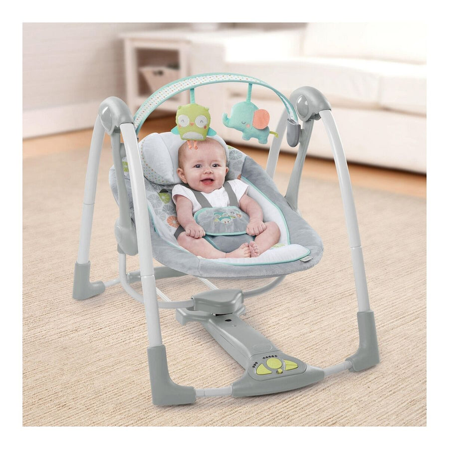 Sedia a Dondolo Compact Swing - Hugs & Hoots Grigio Bianco