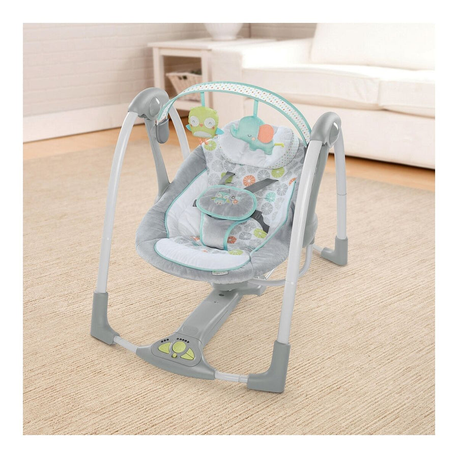 Sedia a Dondolo Compact Swing - Hugs & Hoots Grigio Bianco