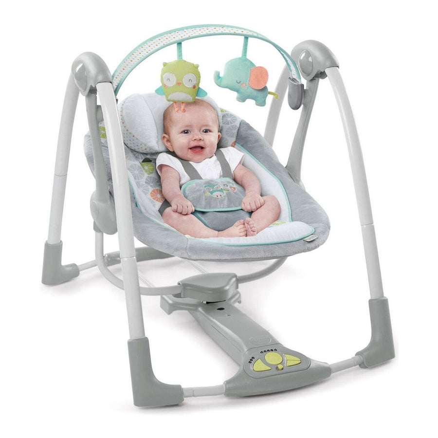 Sedia a Dondolo Compact Swing - Hugs & Hoots Grigio Bianco