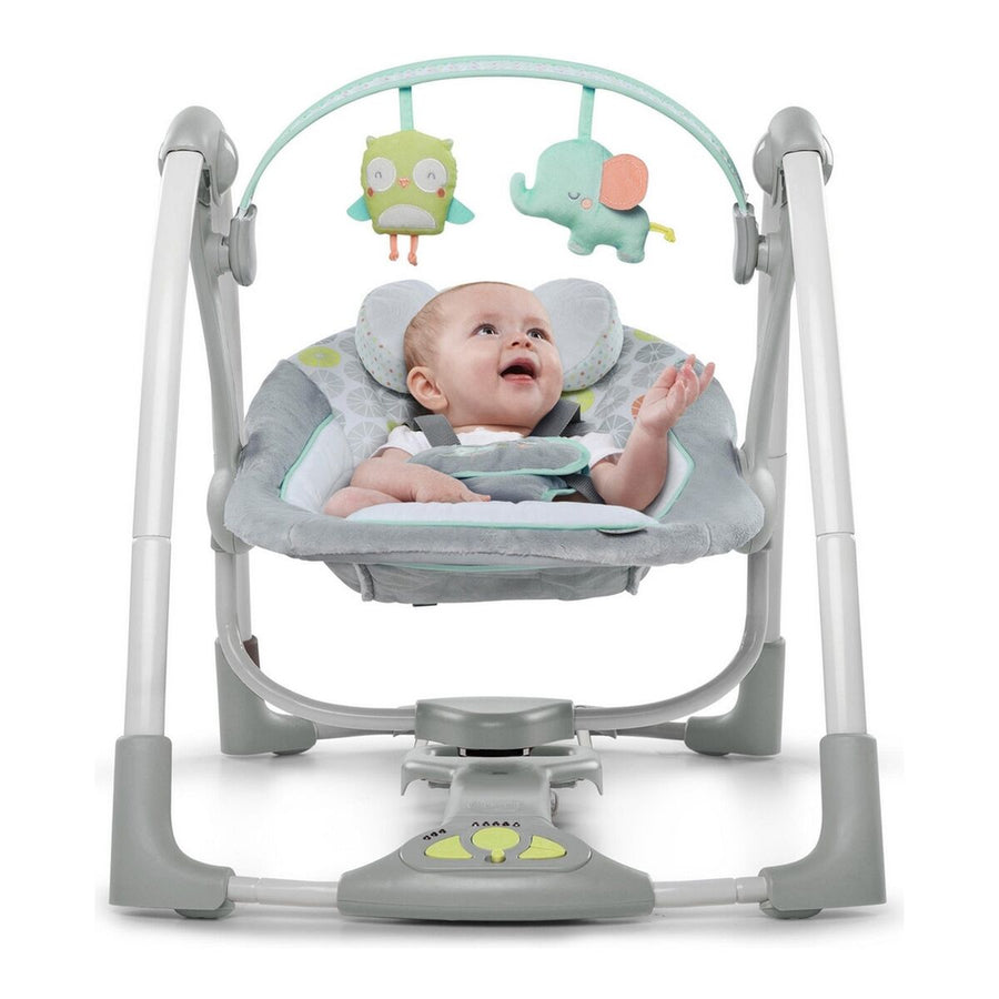 Sedia a Dondolo Compact Swing - Hugs & Hoots Grigio Bianco