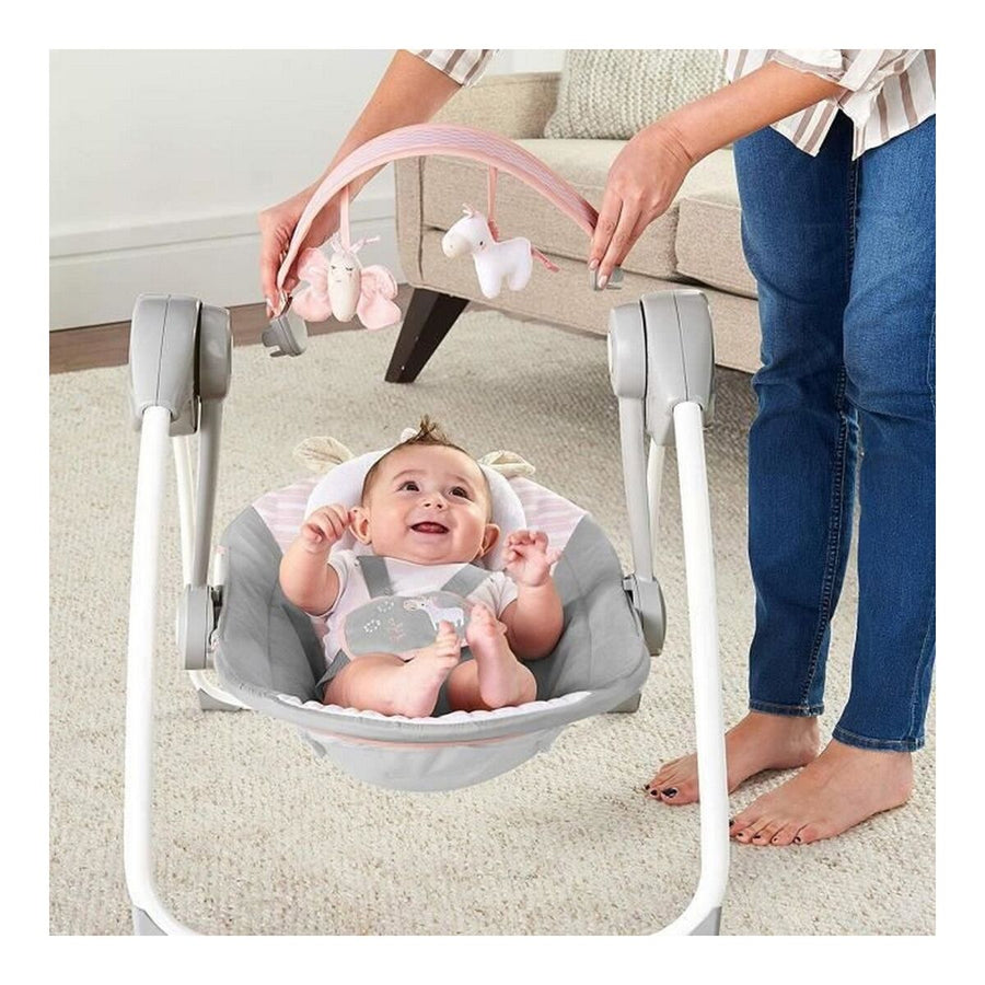 Sedia a Dondolo Ingenuity Compact Swing - Flora Rosa chiaro