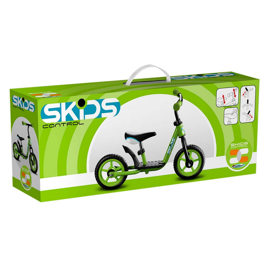 Bicicletta per Bambini Skids Control Acciaio Verde Nylon Poggiapiedi