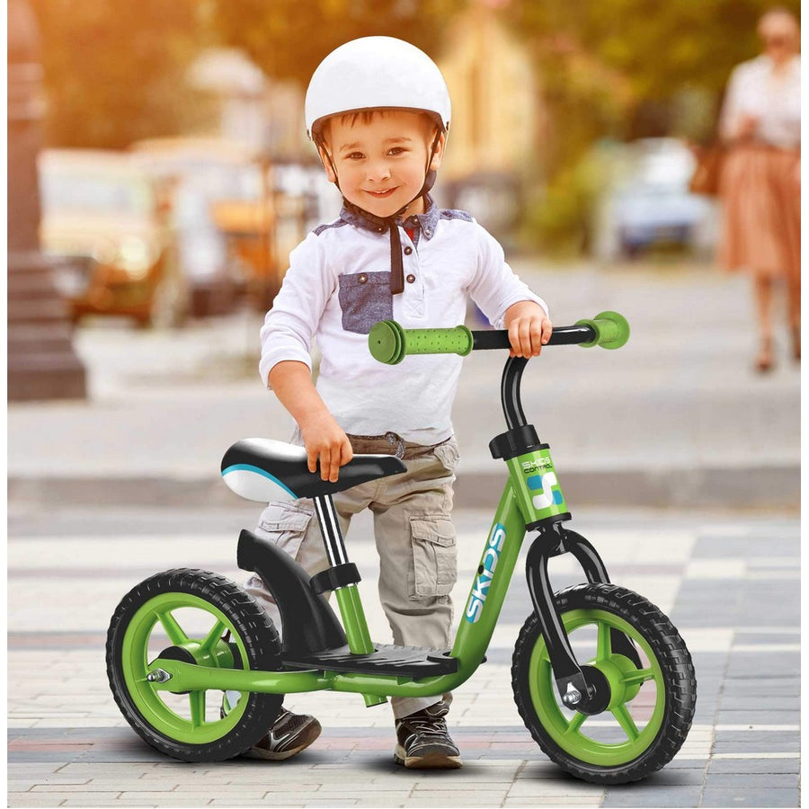 Bicicletta per Bambini Skids Control Acciaio Verde Nylon Poggiapiedi