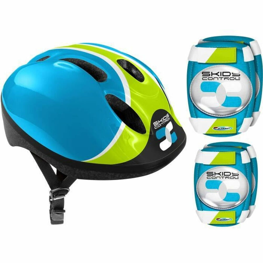 Kit casco e ginocchiere Azzurro Gomitiere