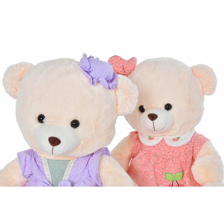 Orsetto di Peluche DKD Home Decor Vestito 42 x 20 x 50 cm Beige Rosa Lilla Per bambini Orso (2 Unità)